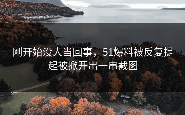 刚开始没人当回事，51爆料被反复提起被掀开出一串截图