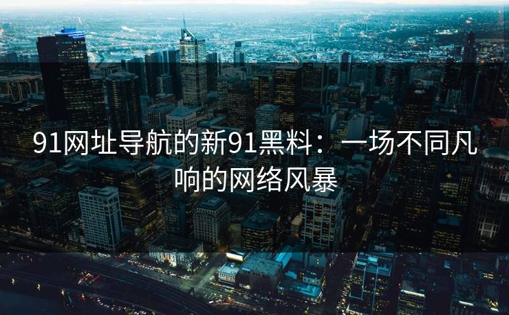 91网址导航的新91黑料：一场不同凡响的网络风暴
