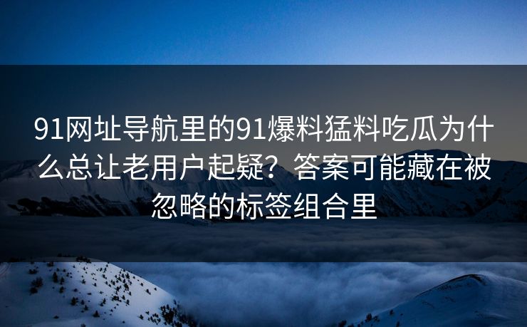 91网址导航里的91爆料猛料吃瓜为什么总让老用户起疑？答案可能藏在被忽略的标签组合里