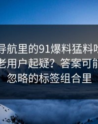 91网址导航里的91爆料猛料吃瓜为什么总让老用户起疑？答案可能藏在被忽略的标签组合里